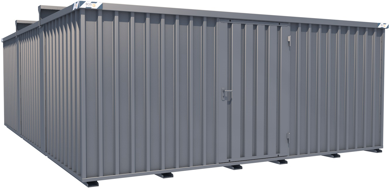 BOS Container Combination 5100 x 6560 x 2315 mm - 1-flügelige Tür auf 5 m Seite  Lagercontainer mit Tür 1150 x 1890 mm - Materialcontainer 5x6 m Serie SCC2100+ unmontiert (BOS-SCC2100-5x6-LE) Bild-01