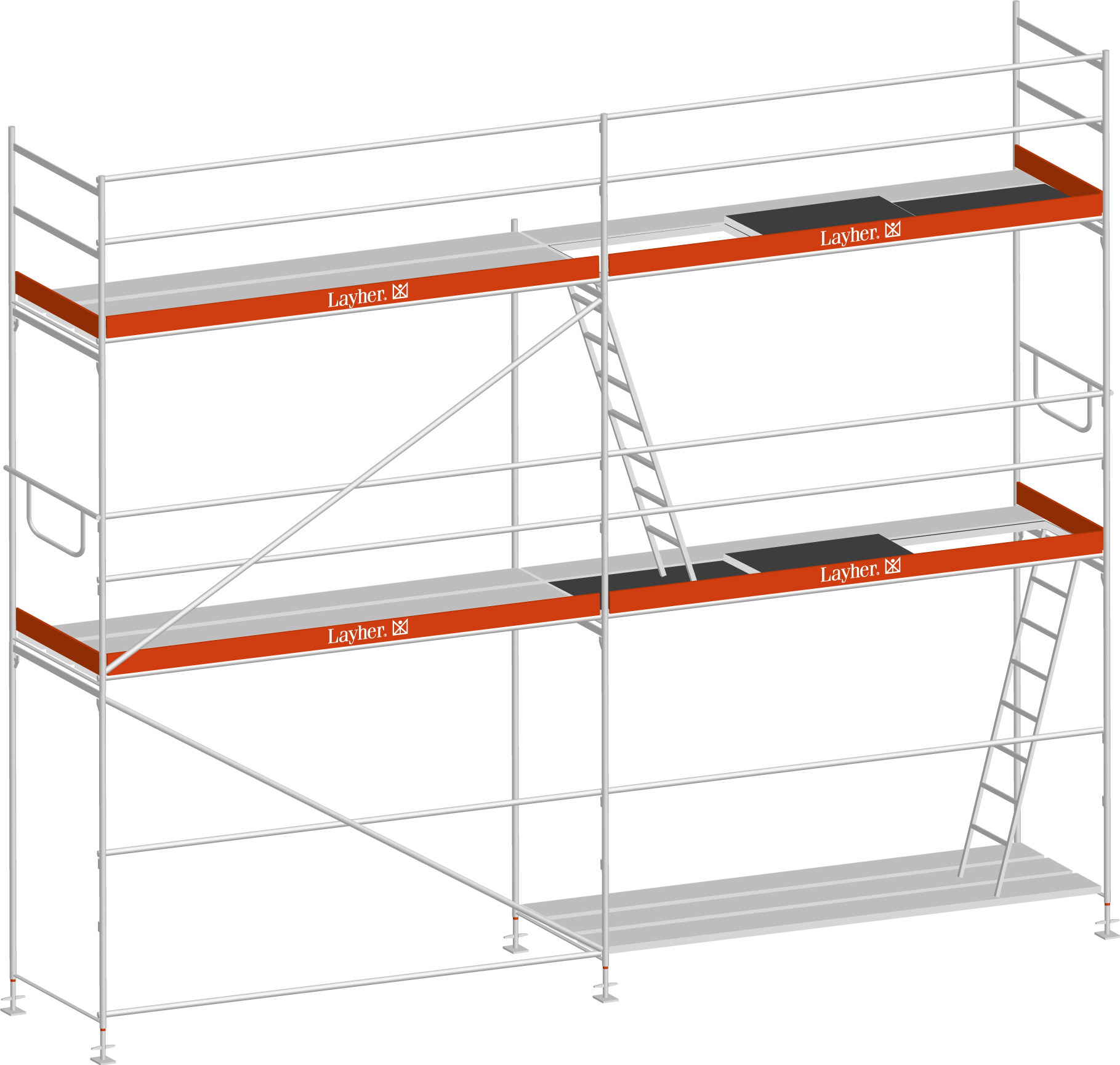 Layher Blitz Gerüst 70 Alu mit Stalu-Boden  32 m²