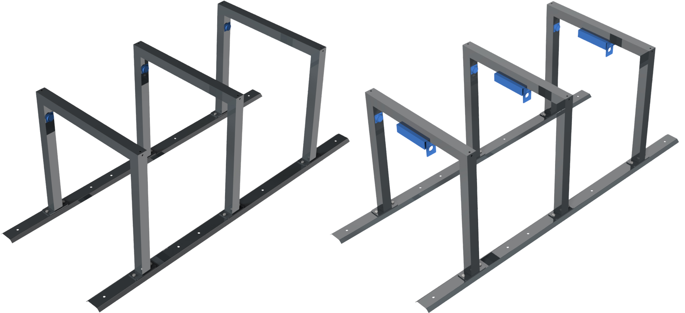 Schake E-Bike Anlehnbügel Stahl 60 x 60 mm - Reihenanlage Fahrradständer verzinkt mit Bügel - IP 67 Steckdosen mit Schutzdeckel (SK-C-424.30BE) Bild-01