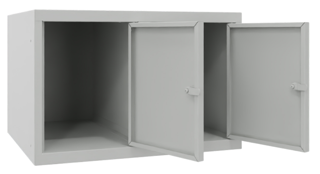 Pavoy Spind Aufsatz 395 x 600 x 500 mm - 2 Abteile mit Drehriegel - RAL 7035 Garderobenschrank Aufsatz Stahl Fachbreite 300 mm - Korpus lichtgrau | Türen lichtgrau (PA-63268-213-002-735) Bild-01