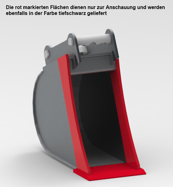 Petry Tieflöffel ohne Zähne - BG5 Gewichtsklasse 5-8 Tonnen Baggerschaufel Stahl bauchige Bauform - Baggerlöffel tiefschwarz lackiert - kompatibel mit MS03 Schnellwechsler (PM-C-107044) Bild-01
