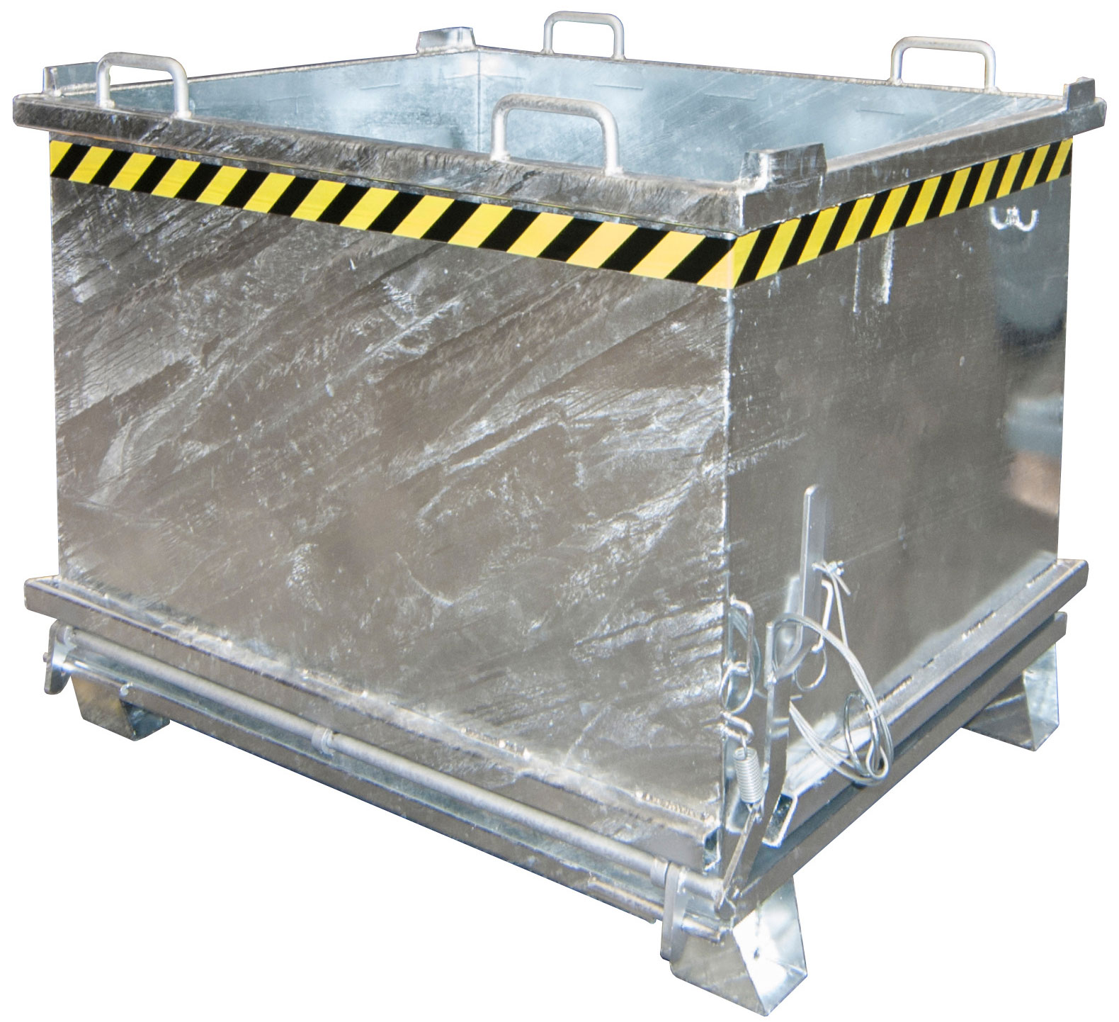 Bauer Klappbodenbehälter SB-1000 - verzinkt Transportbehälter 1000 Liter für Stapler - Container mit Klappboden Stahl verzinkt (BA-4417-15-0000-7) Bild-01