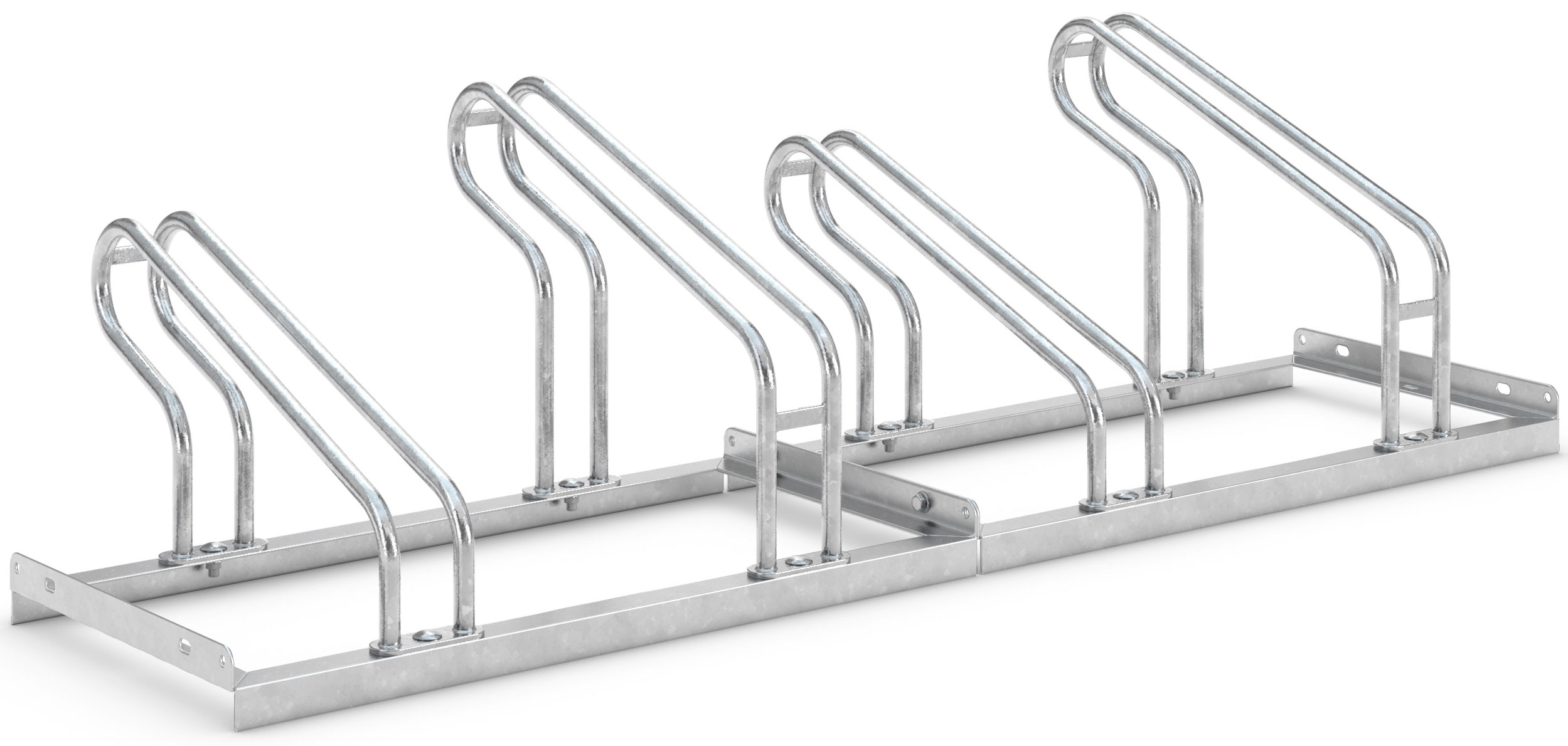 WSM Fahrradständer Bügelparker 2054 BF Stahl - 4 Einstellplätze Fahrradparker einseitig befahrbar breit - Radabstand 390 mm - Bügelparker Stahl verzinkt  (WSM-105700062) Bild-01