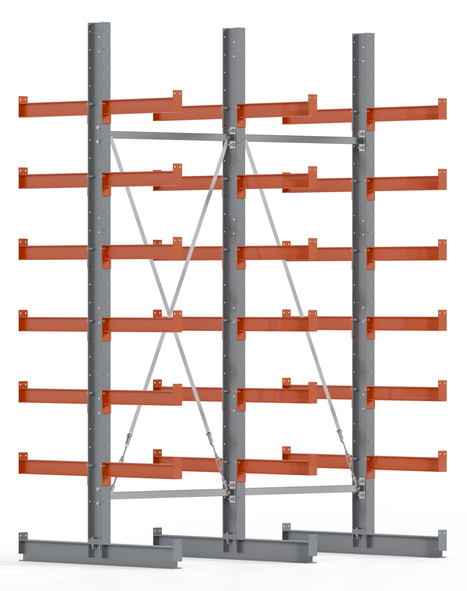 Regalwerk KARL BASIC 1550 Kragarmregal doppelseitig Komplettset 3000 x 2000 x 600 mm Lagerregal 2 Felder mit Kragarmlast 730 kg | Ständerlast 1550 kg - 2x7 Ebenen | Kragarme frei verstellbar (RW-B6-50310-60-S1) Bild-01