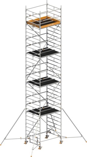 Fahrgerüst Layher Uni Kompakt P2 hawego 1415028 mit Stützen und Telegeländer - Arbeitshöhe 10,20 m fahrbares Gerüst mit Diagonal-Optimierung - Rollgerüst Sicherheitsaufbau P2 mit Gerüststützen (LS-1415028-H) Bild-01