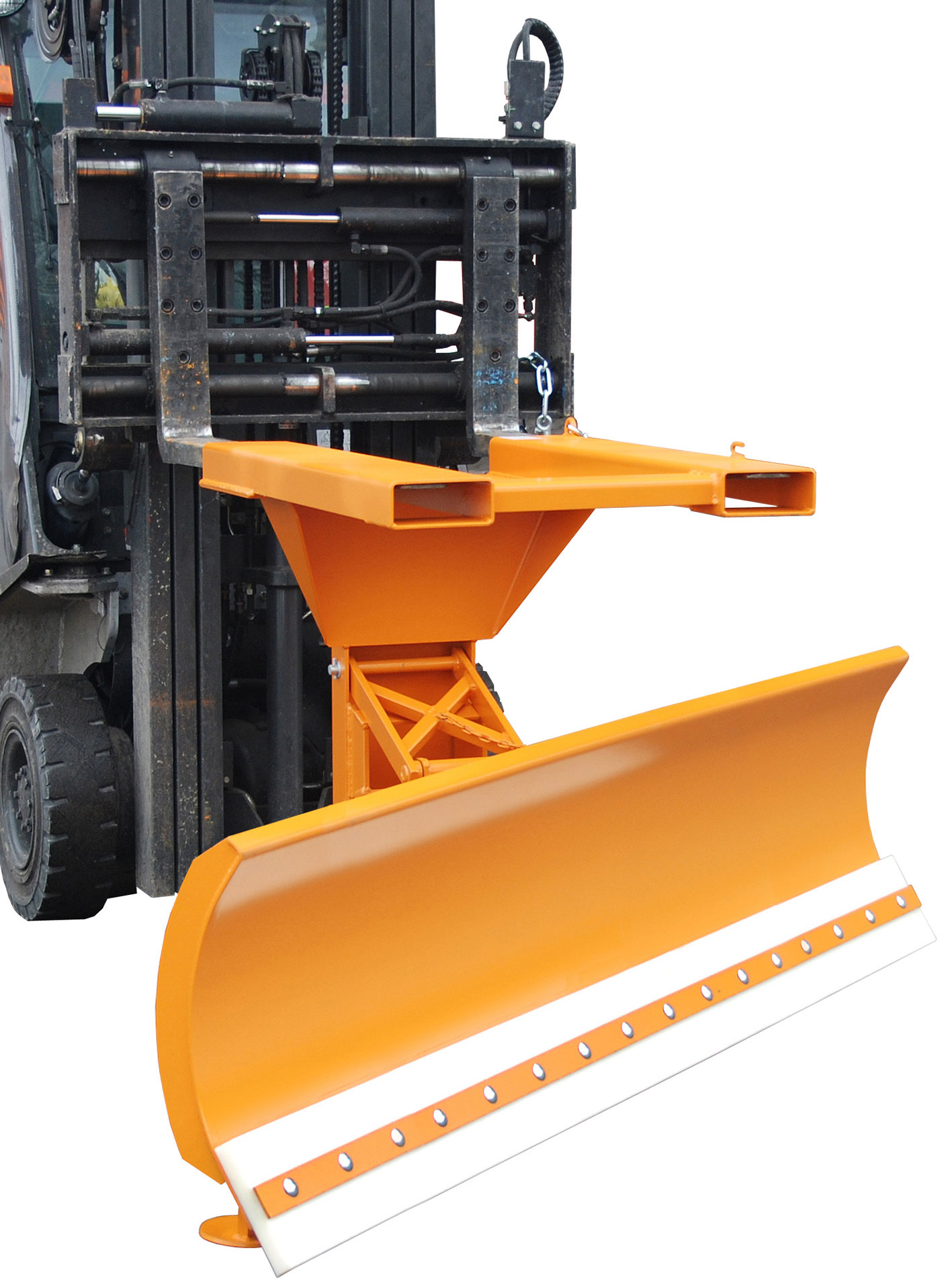 Bauer Schneepflug SCH-P-V-240 Schneeschild mit PUR-Schürfleiste für Gabestapler - Schneeräumer gelborange pulverbeschichtet (BA-4428-48-0000-1) Bild-01
