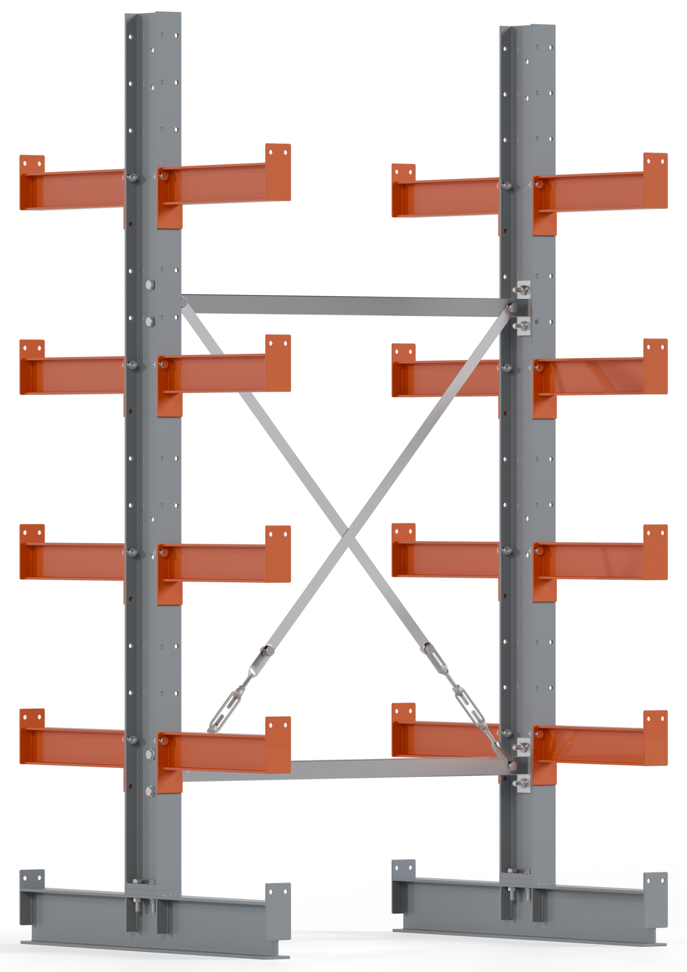 Regalwerk KARL BASIC 2600 Kragarmregal doppelseitig Grundfeld 2000 x 1000 x 400 mm Lagerregal mit Kragarmlast 1100 kg | Ständerlast 2600 kg - 5 Ebenen | Kragarme frei verstellbar (RW-B6-50110-40) Bild-01