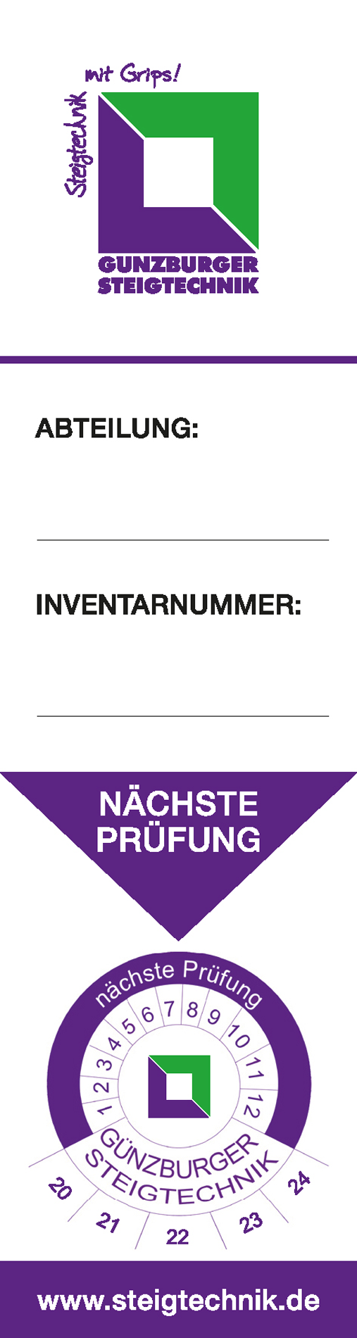 Günzburger Inventaraufkleber