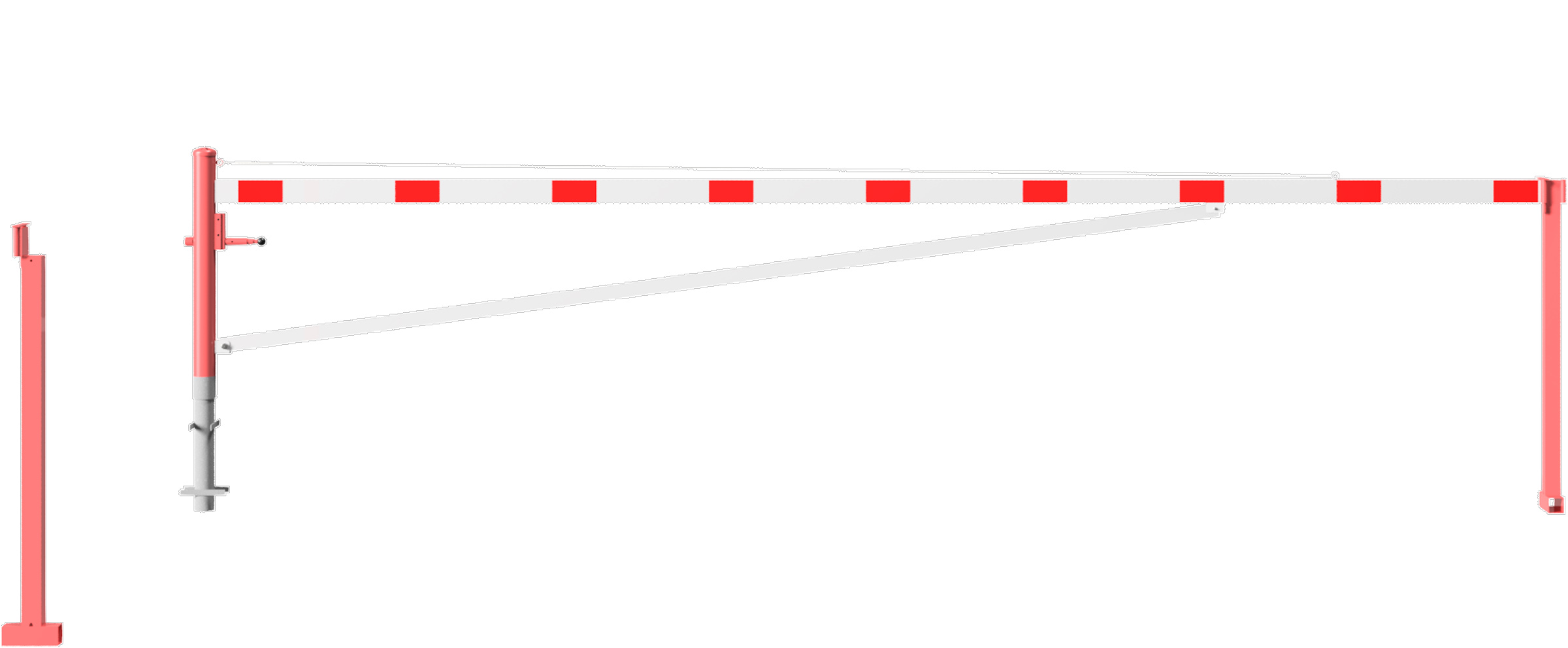 Schake Drehschranke mit Auflagestütze - Schrankenbaum 100 x 50 mm OEV weiß | rot - 6000 mm