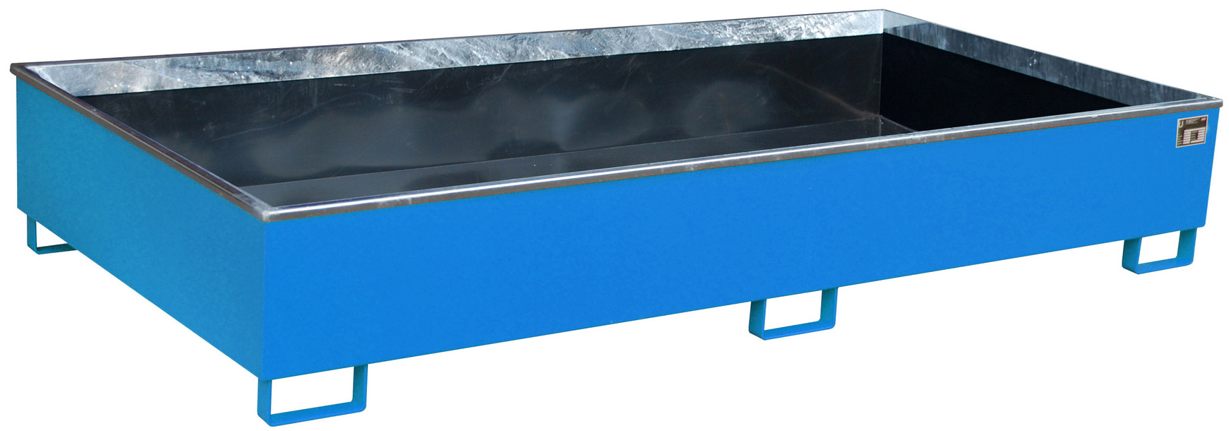 Bauer Regalwanne Stahl RW 2700-3 PE - RAL 5012 Auffangbehälter mit PE-Einsatz für Regalfeldlänge 2700 mm - Stahlwanne lichtblau pulverbeschichtet mit 1000 Liter Auffangvolumen  (BA-4518-55-0000-3) Bild-01