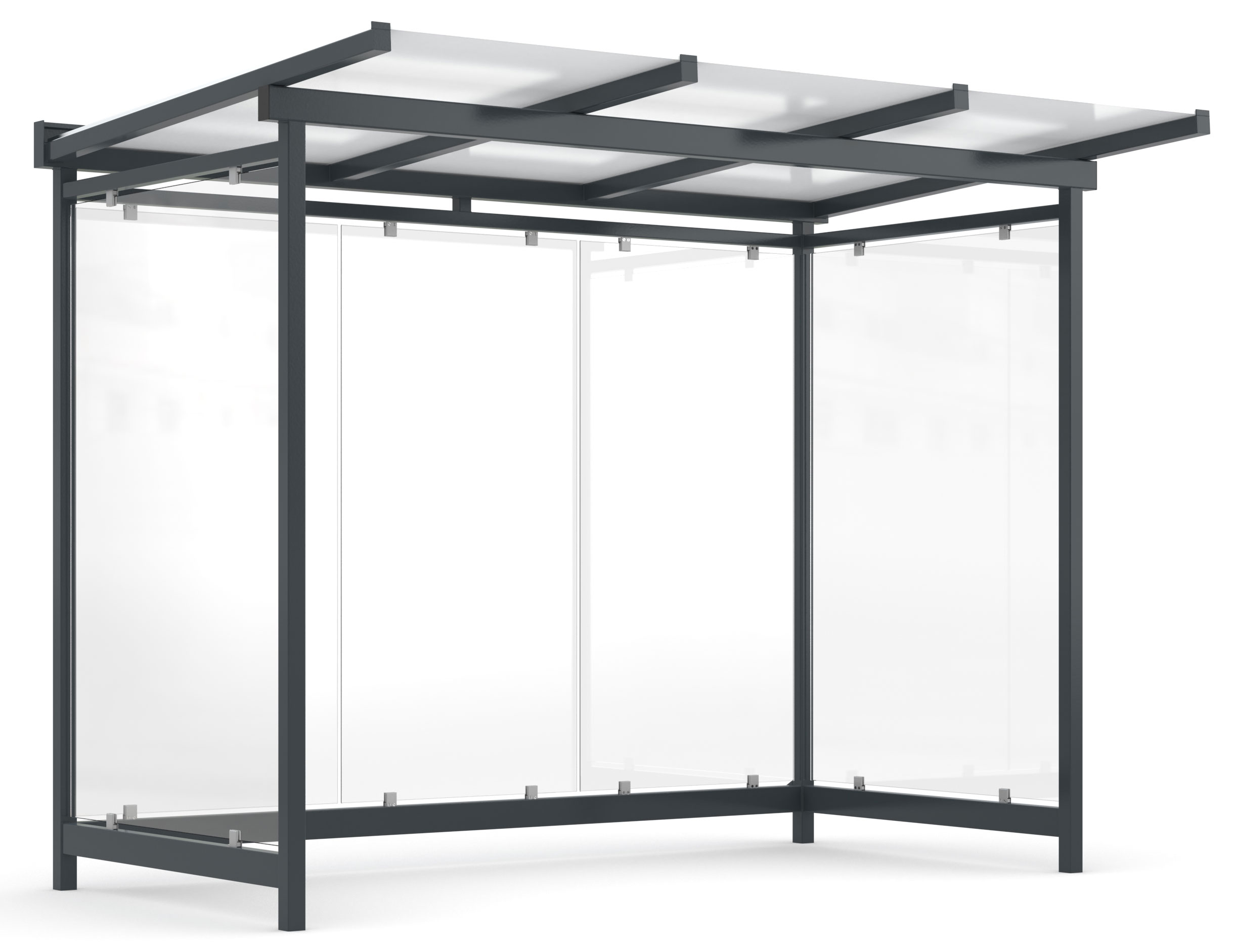 WSM Überdachung Dresden - D3 a|a UP Fertig montiert - RAL 7016 Unterstand Stahl pulverbeschichtet anthrazitgrau mit Glasdach - Wandelemente mit Glaseinsatz Glashell - zum Überpflastern (WSM-102100393) Bild-01