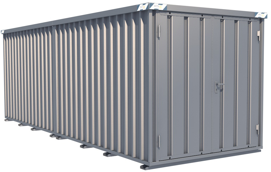 BOS Container Combination 6200 x 2100 x 2100 mm - 2-flügelige Tür auf 2 m Seite Lagercontainer mit Tür 1750 x 1890 mm - Materialcontainer 6x2 m Serie SCC2100+ unmontiert (BOS-SCC2100-6x2-SZ) Bild-01