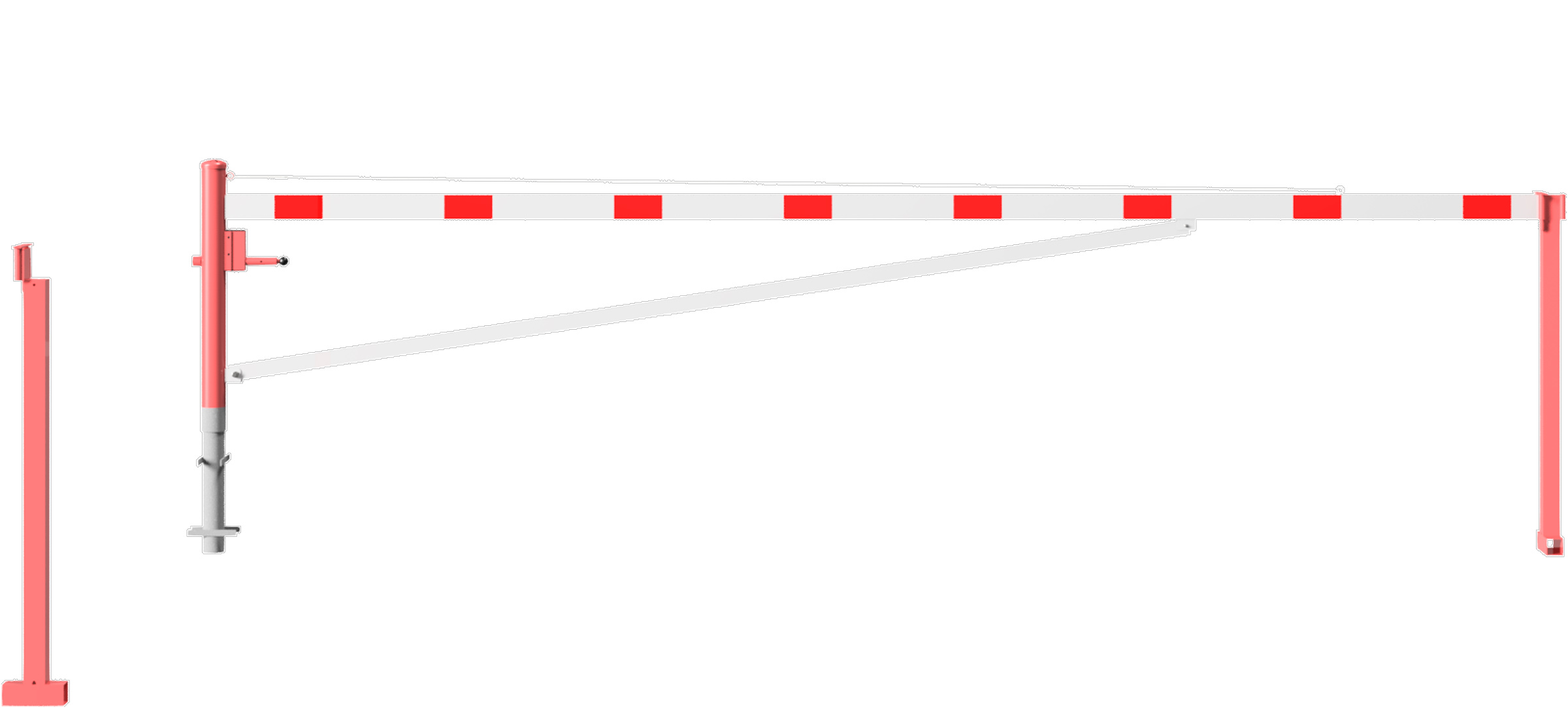 Schake Drehschranke mit Auflagestütze - Schrankenbaum 100 x 50 mm OEP weiß | rot - 5500 mm