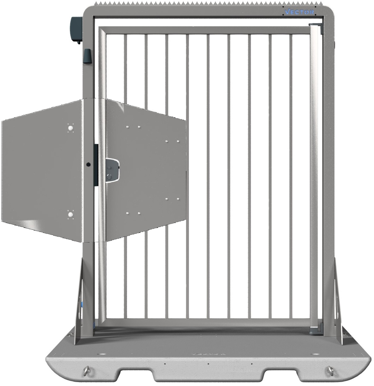 Schake Vector V-Door verzinkt - Fluchttür Durchgangstür mobil mit Plattform zur Geländesicherung - Stahl verzinkt mit Fluchttür (SK-VPDP22VFO0231) Bild-01