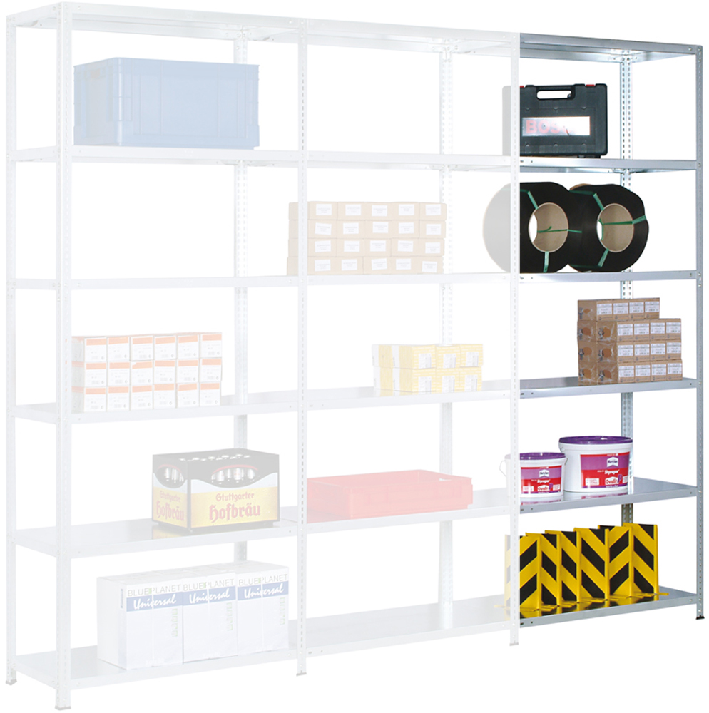 Regalwerk RUDI Schraubregal 350|5 Anbauregal 2000 x 875 x 300 mm Fachlast 350 kg | mit 5 Stahlfachböden (RW-B5-23509-30) Bild-01
