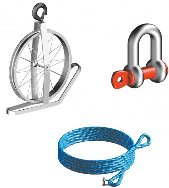 Layher Seilwinde Set Hawego Aufzugsrad ohne Fallbremse - inkl. Kunststoffseil und Schäkel (LS-C-4419.000-H20) Bild-01