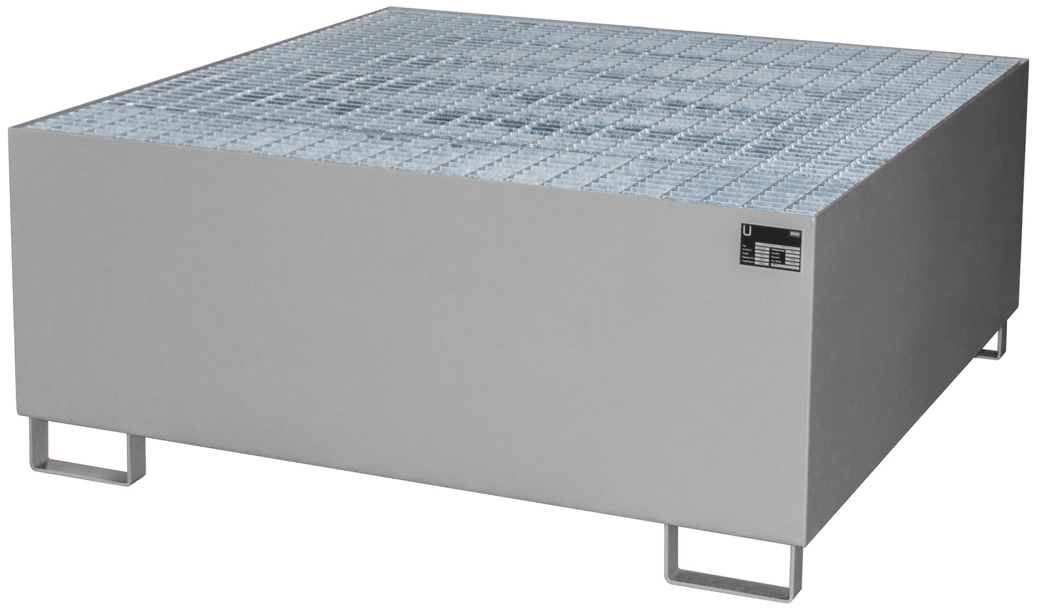 Bauer Auffangwanne Stahl AW 1000 - RAL 7005 Gefahrstoffwanne mausgrau pulverbeschichtet mit Gitterrost - Stahlwanne mit 1000 Liter Auffangvolumen (BA-4402-23-0000-5) Bild-01