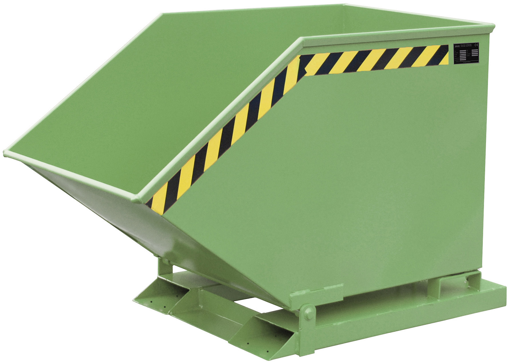 Bauer Muldenkipper SKK-600 - RAL 6011 Kippmulde 600 Liter für Stapler mit Ablasshahn - Schuttmulde resedagrün pulverbeschichtet (BA-4541-10-0000-4) Bild-01