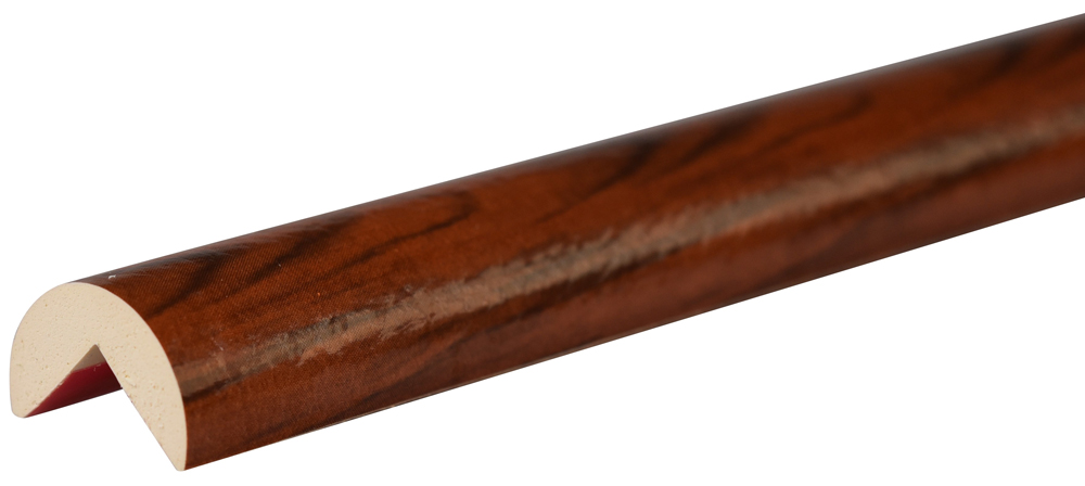 Knuffi Eckschutzprofil Typ A Ø 40 mm Holz kirsche PU - 1,00 m Standard Warnschutz Profil Rundprofil mit Winkelaussparung aus Polyurethan - Eckprofil Holzmaserung mit selbstklebenden Kanten (SM-PA-100043) Bild-01