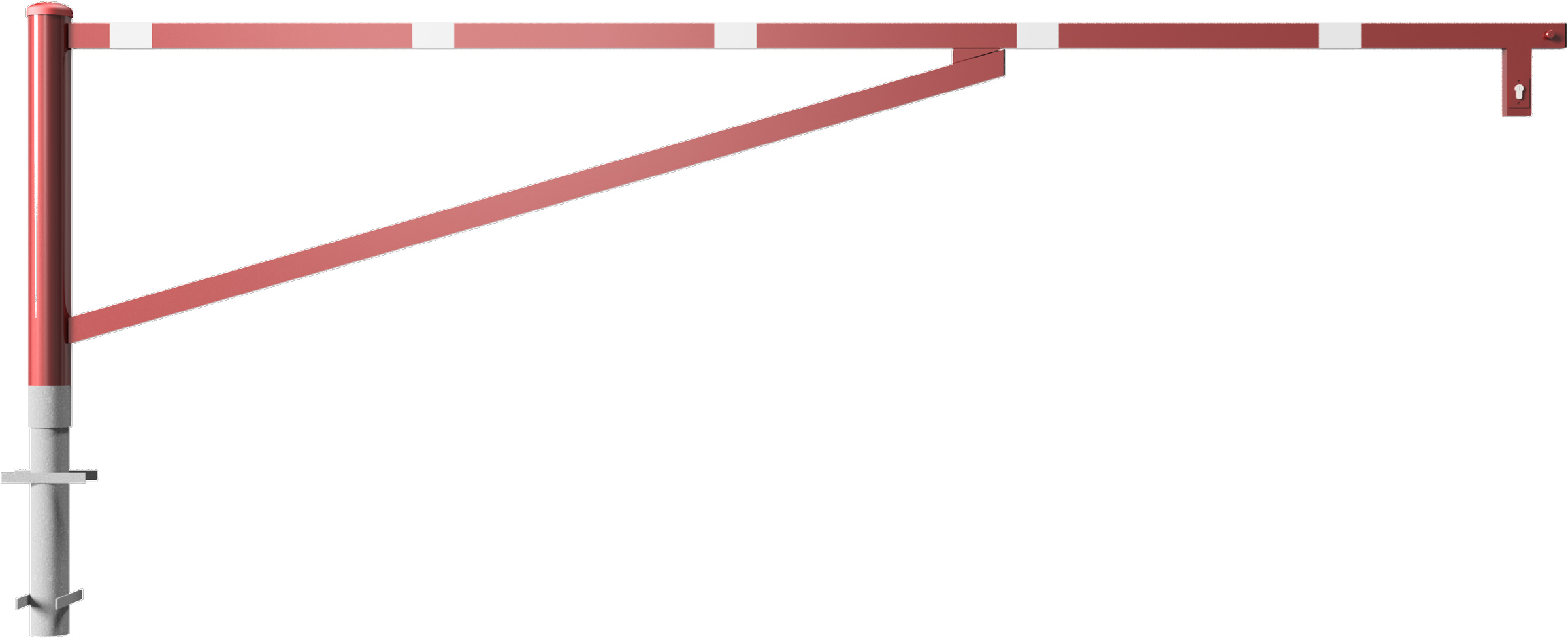 Schake Drehschranke mit 2 Auflagestützen - Schrankenbaum 60 x 40 mm OEP rot | weiß - 3500 mm