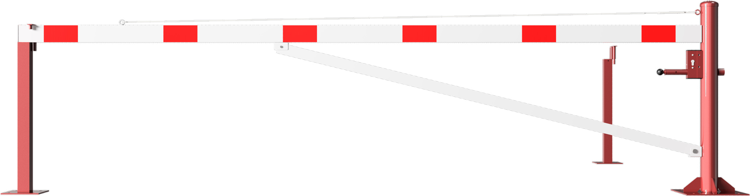 Schake Drehschranke mit Auflagestütze - Schrankenbaum 100 x 50 mm ODP weiß | rot - 4000 mm