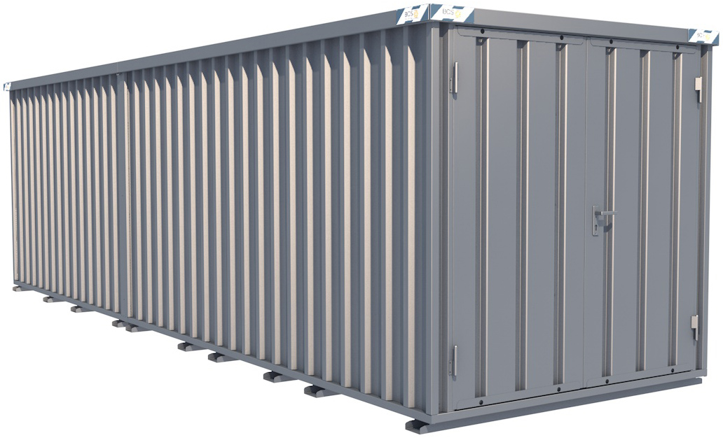 BOS Container Combination 7200 x 2100 x 2100 mm - 2-flügelige Tür auf 2 m Seite Lagercontainer mit Tür 1750 x 1890 mm - Materialcontainer 7x2 m Serie SCC2100+ unmontiert (BOS-SCC2100-7x2-SZ) Bild-01