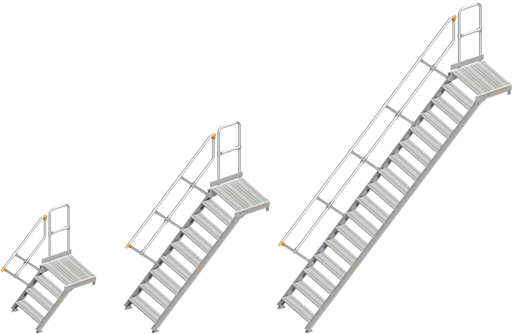 Layher Plattformtreppe 45° - 800 mm breit - mit einem Handlauf