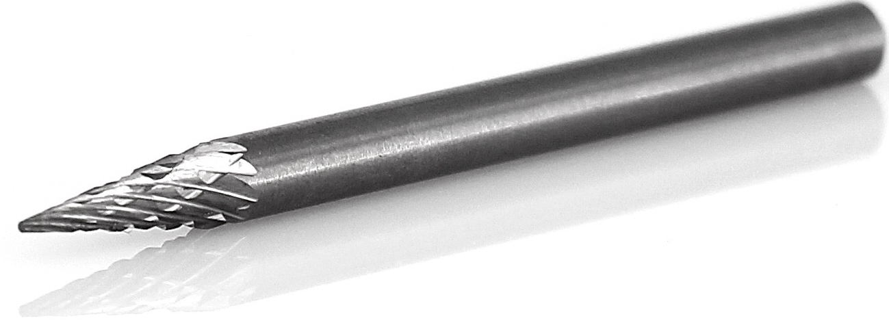 procut Hartmetallfrässtift Spitzkegelform SKM M30308-6 Schaft-∅ 3 mm - Kopf-∅ 3 mm - Kreuzverzahnung (PC-M30308-6) Bild-01