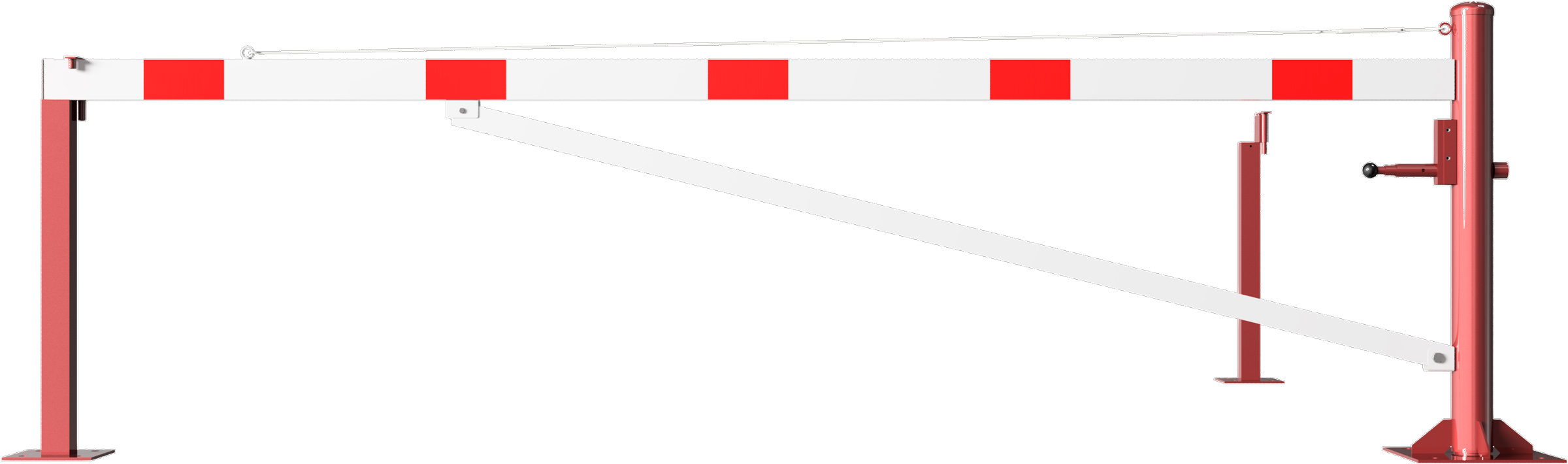 Schake Drehschranke mit Auflagestütze - Schrankenbaum 100 x 50 mm ODV weiß | rot - 3500 mm