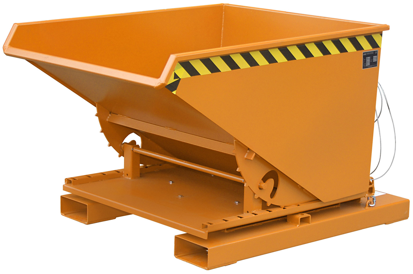 Bauer Abrollkipper 3S-600 - RAL 2000 Kippmulde 600 Liter mit 3-seitiger Kippfunktion für Stapler - Schuttmulde gelborange pulverbeschichtet (BA-4498-71-0000-1) Bild-01