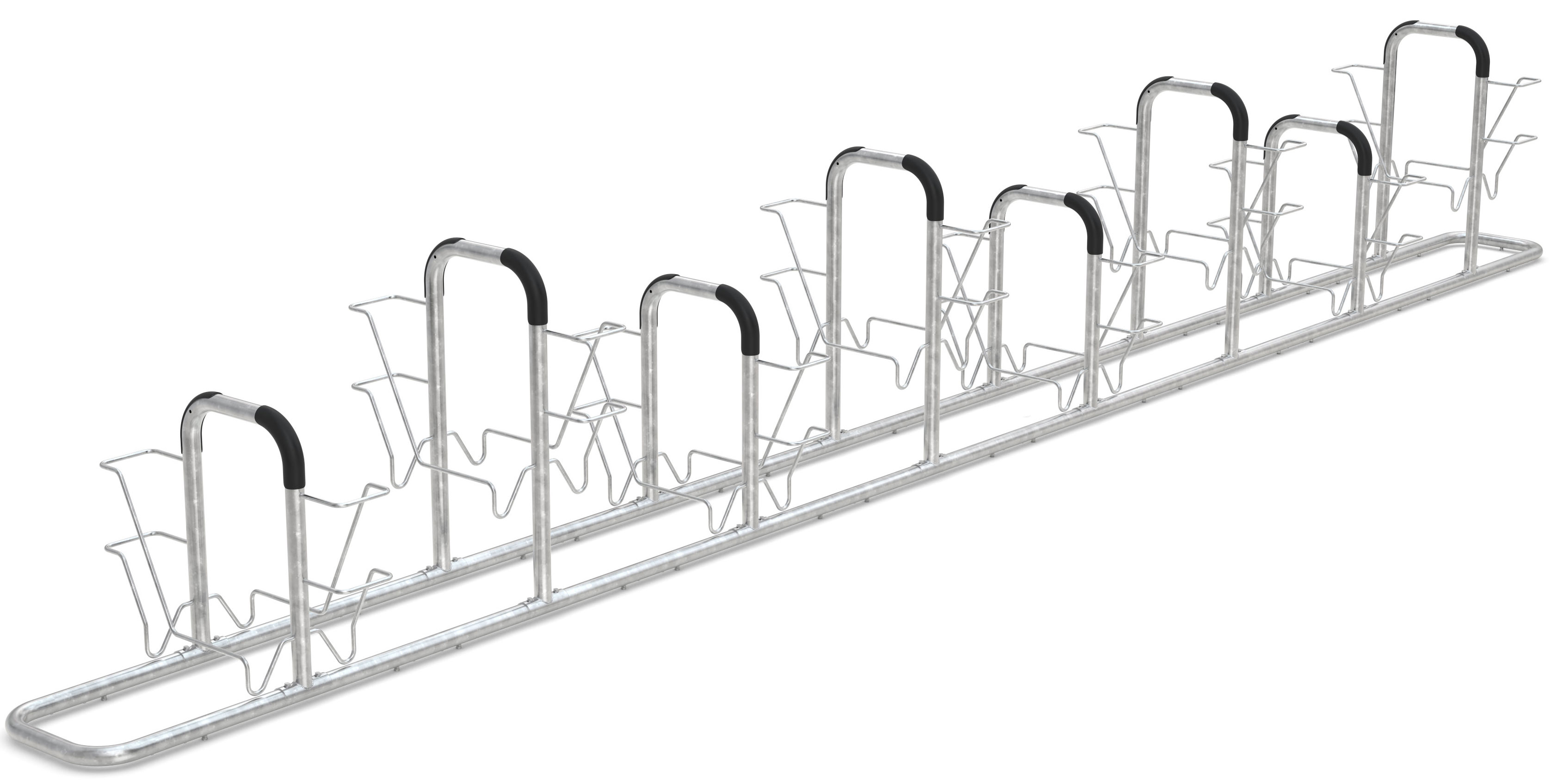 WSM Fahrradständer Anlehnbügel 6116 Stahl - 16 Einstellplätze Fahrradanlehnsystem zweiseitig befahrbar - Bügelparker Stahl verzinkt  (WSM-105800170) Bild-01