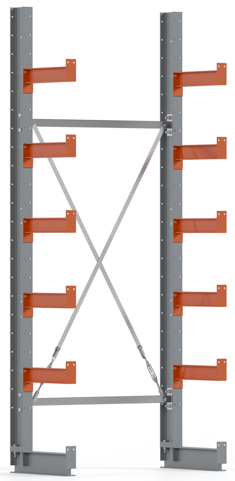 Regalwerk KARL BASIC 2500 Kragarmregal einseitig Grundfeld 2500 x 1000 x 400 mm Lagerregal mit Kragarmlast 1100 kg | Ständerlast 2500 kg - 6 Ebenen | Kragarme frei verstellbar (RW-B6-50200-40) Bild-01