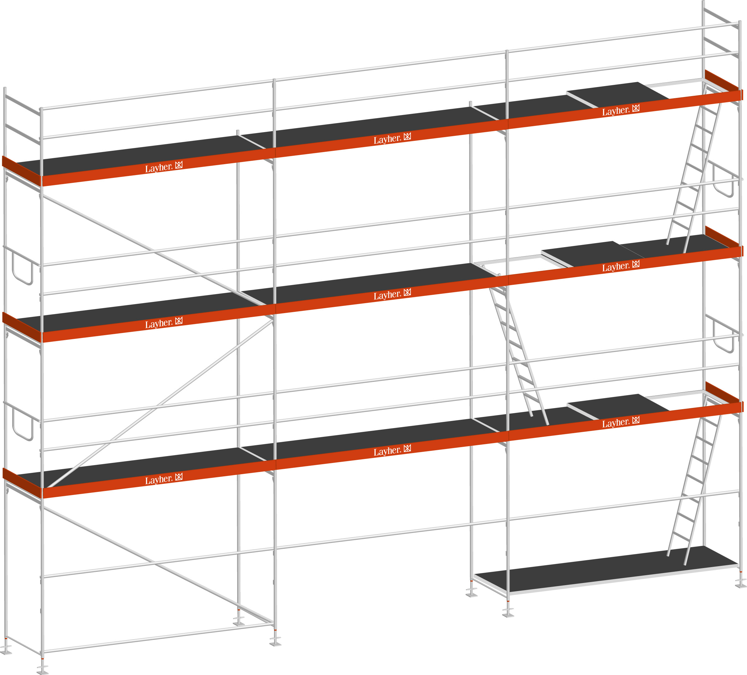 Layher Blitz Gerüst 70 Stahl mit Robustboden 63 m²