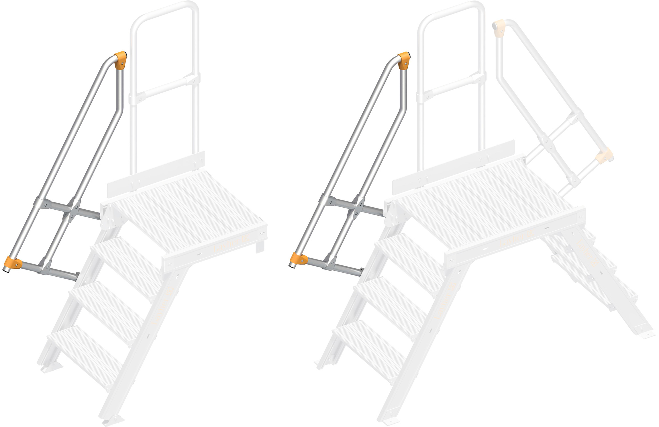 Layher Handlauf Plattformtreppe | Überstieg 60° 4 Stufen