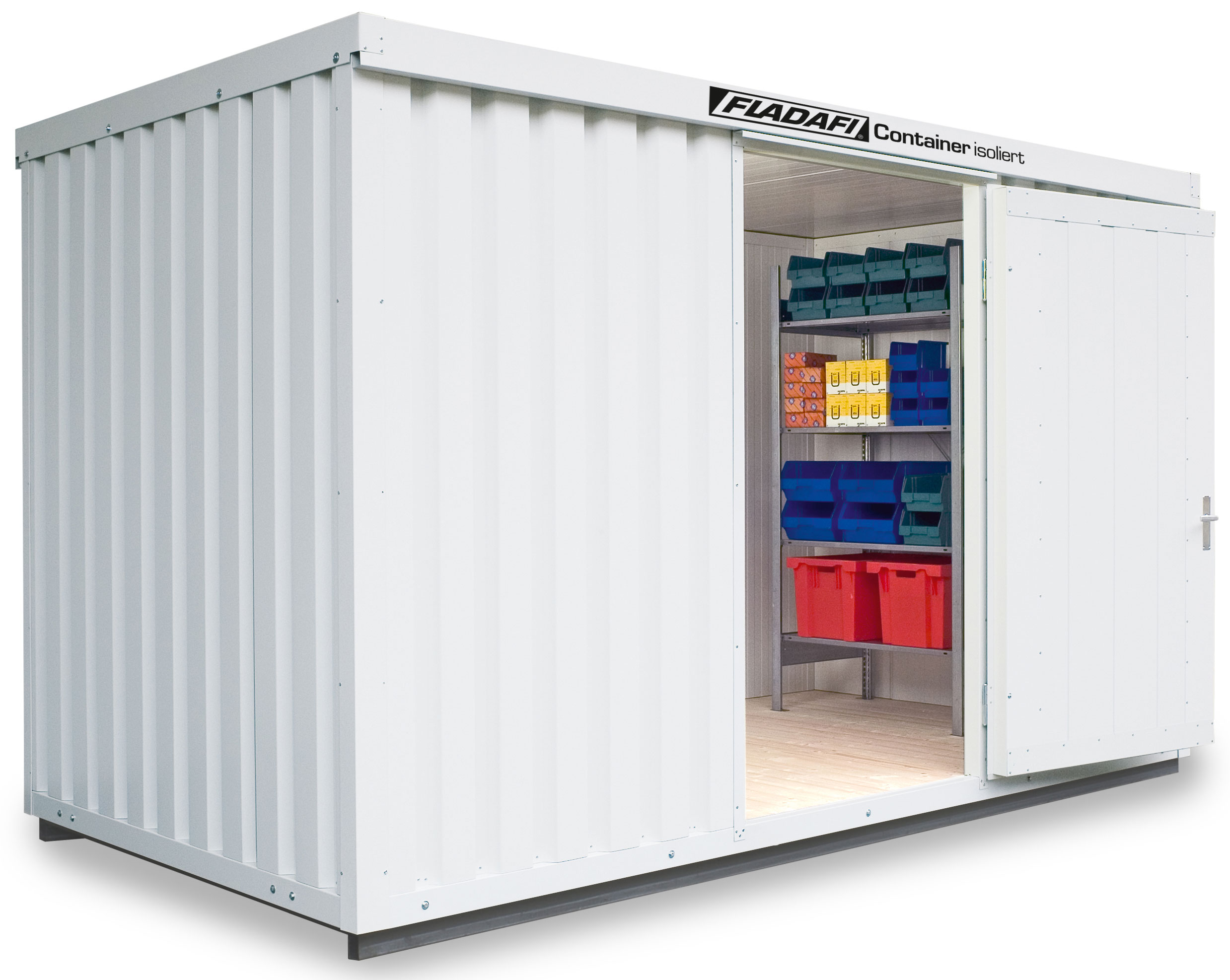 FLADAFI Thermocontainer 4050 x 2170 x 2465 mm mit isoliertem Boden - 1-flügelige Tür auf 4 m Seite Container isoliert IC Pro 1400 mit Tür 1180 x 2090 mm - Materialcontainer 8 m² - Lagercontainer fertig montiert (SB-F2221410101) Bild-01