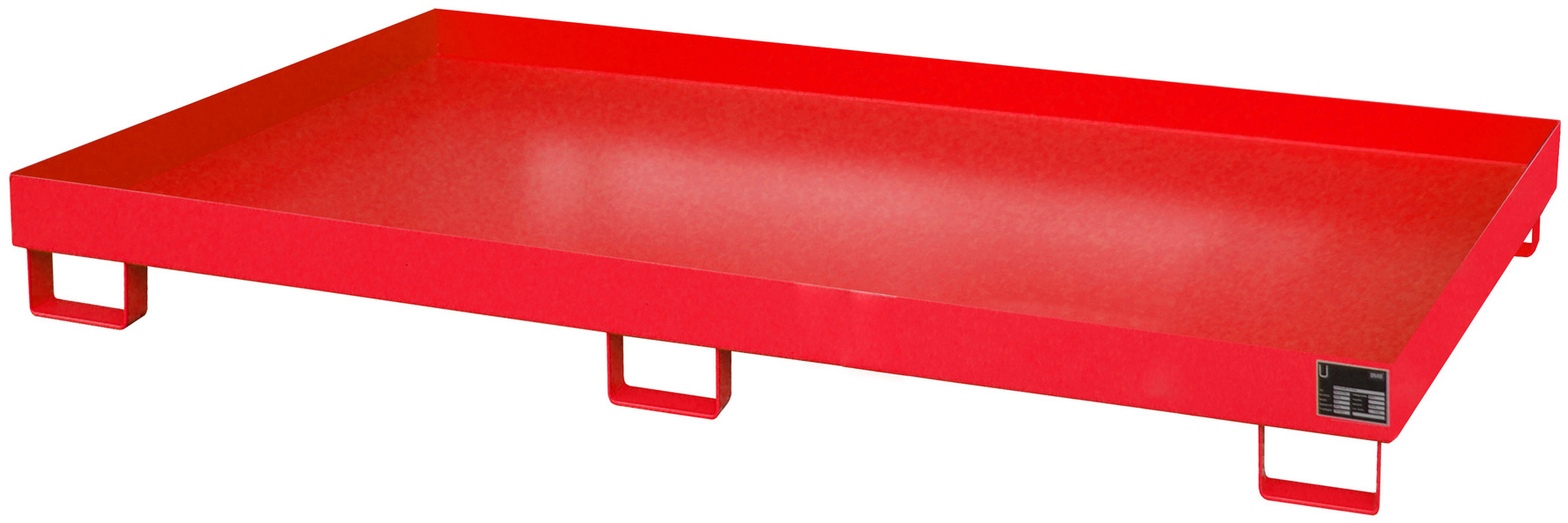 Bauer Regalwanne Stahl RW 2200-1 - RAL 3000 Auffangbehälter ohne Gitterrost für Regalfeldlänge 2200 mm - Stahlwanne feuerrot pulverbeschichtet mit 240 Liter Auffangvolumen (BA-4518-48-0000-2) Bild-01