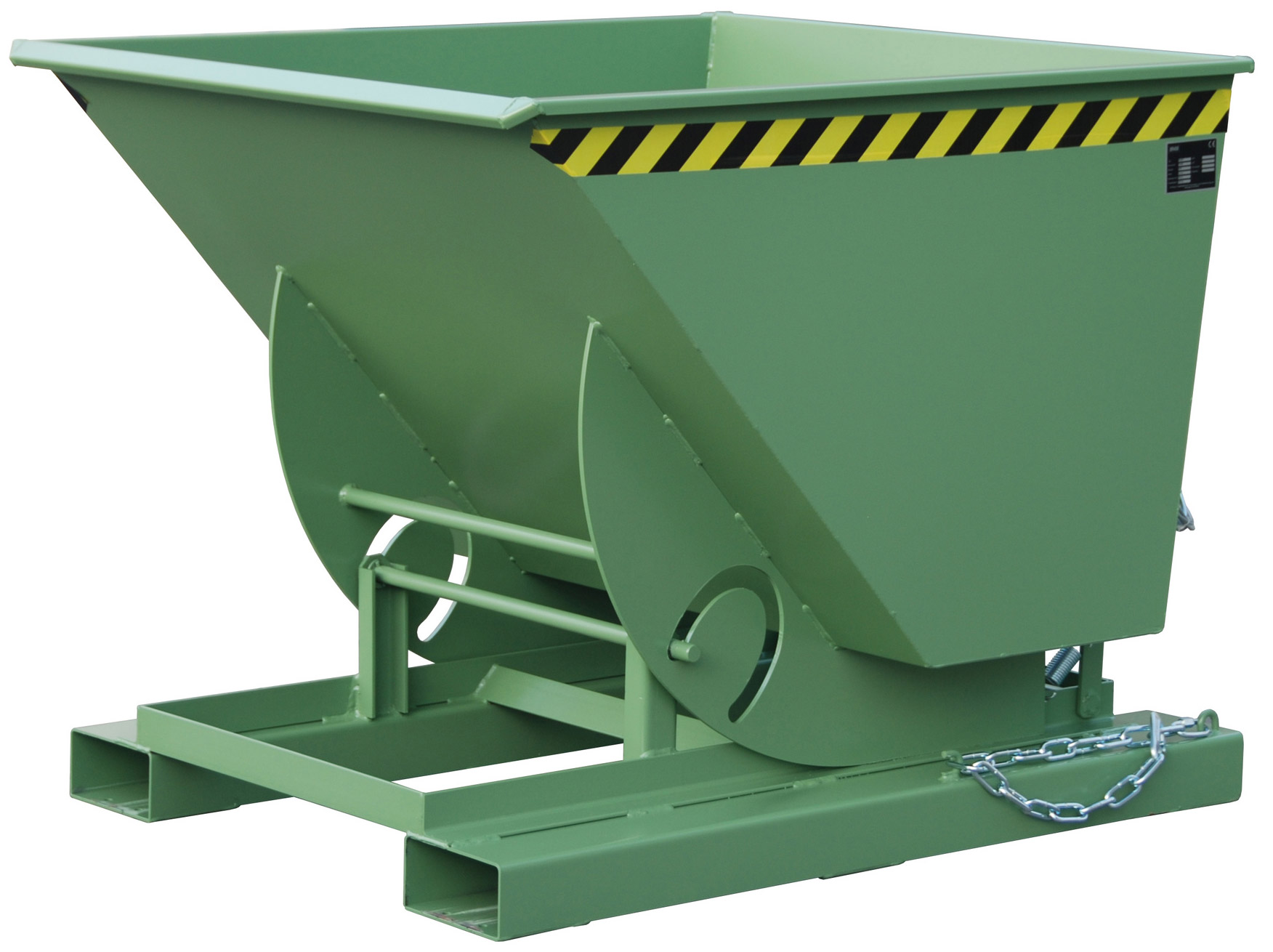 Bauer Abrollkipper AK-75 - RAL 6011 Kippmulde 750 Liter für Stapler - Schuttmulde resedagrün pulverbeschichtet (BA-4462-02-0000-4) Bild-01