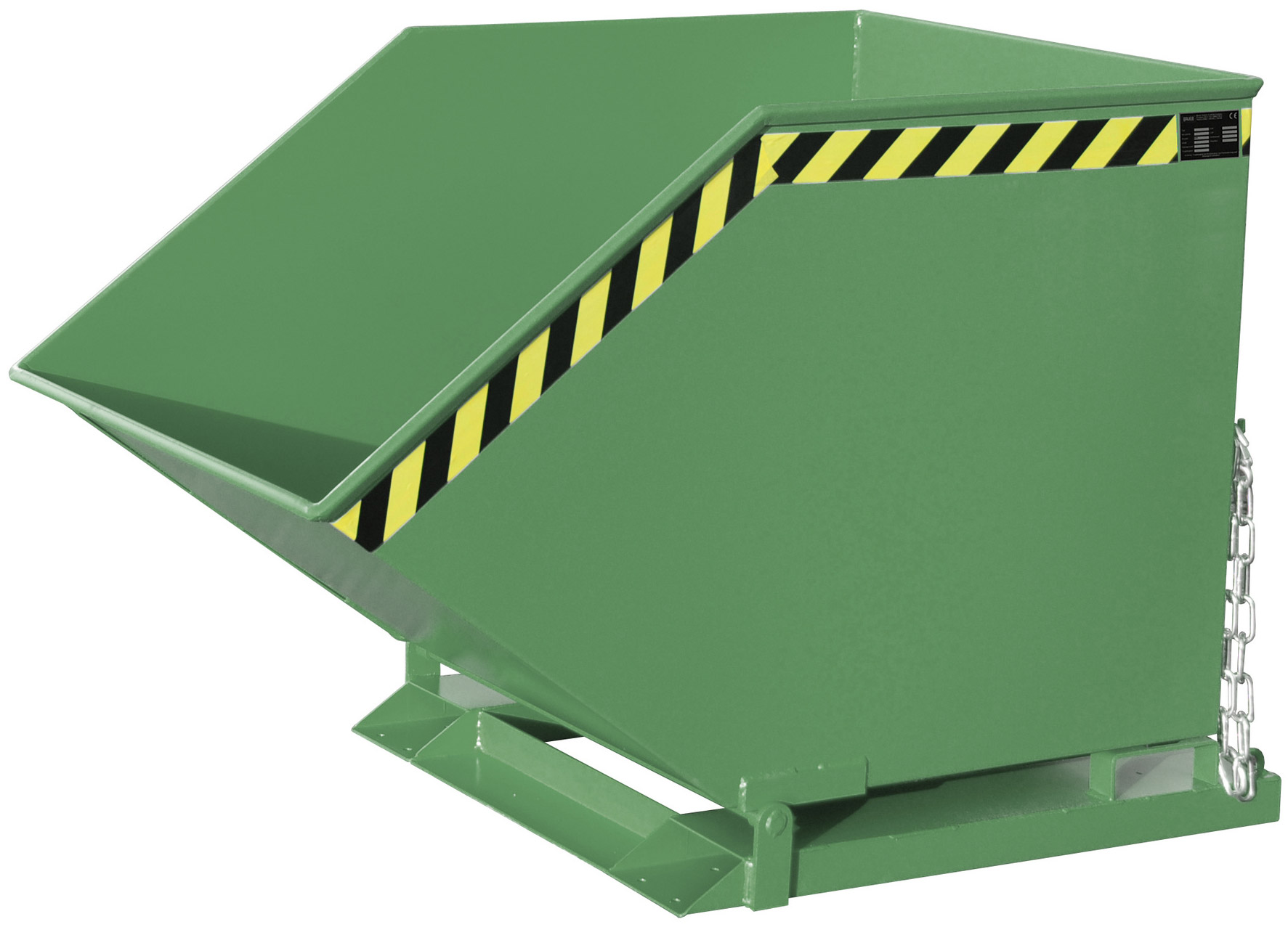 Bauer Muldenkipper SKK-800 - RAL 6011 Kippmulde 800 Liter für Stapler mit Ablasshahn - Schuttmulde resedagrün pulverbeschichtet (BA-4541-11-0000-4) Bild-01