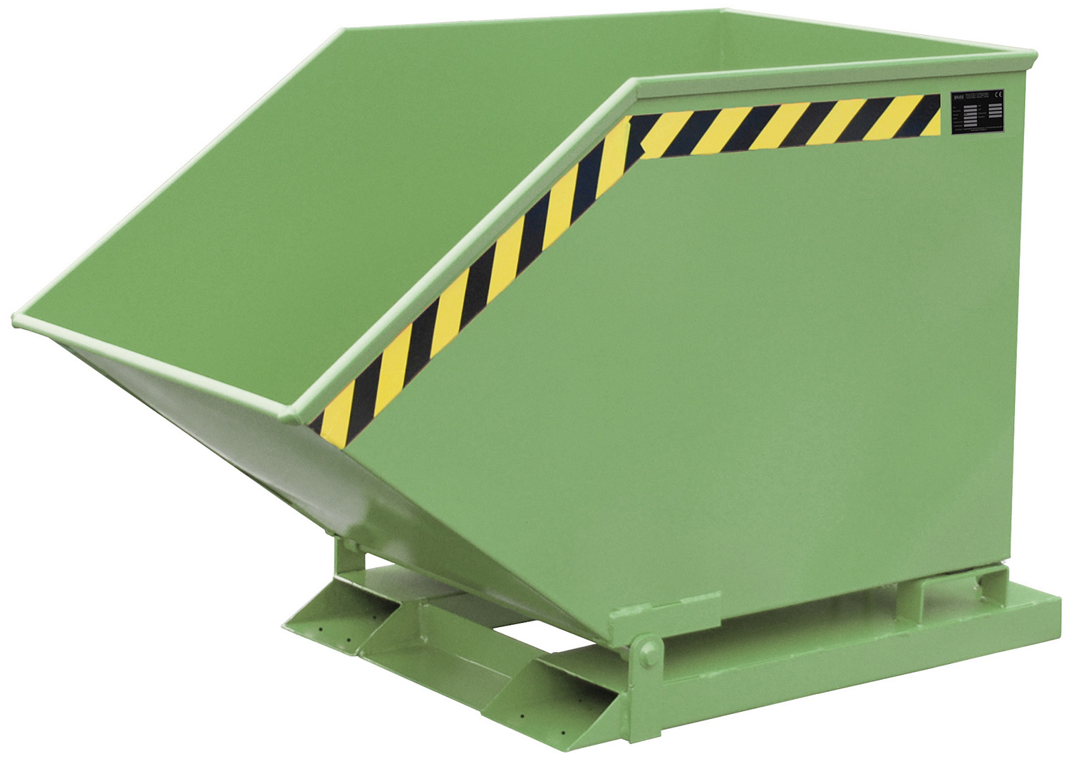 Bauer Muldenkipper SKK-400 - RAL 6011 Kippmulde 400 Liter für Stapler mit Ablasshahn - Schuttmulde resedagrün pulverbeschichtet (BA-4541-09-0000-4) Bild-01