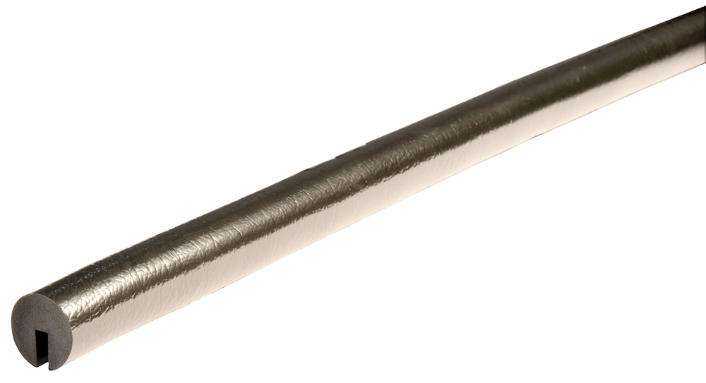 Knuffi Kantenschutzprofil Typ B Ø 40 mm silber PU - 1,00 m Standard Warnschutz Profil Rundprofil mit U-Aussparung aus Polyurethan - Randprofil einfarbig mit selbstklebenden Kanten (SM-PB-100019) Bild-01
