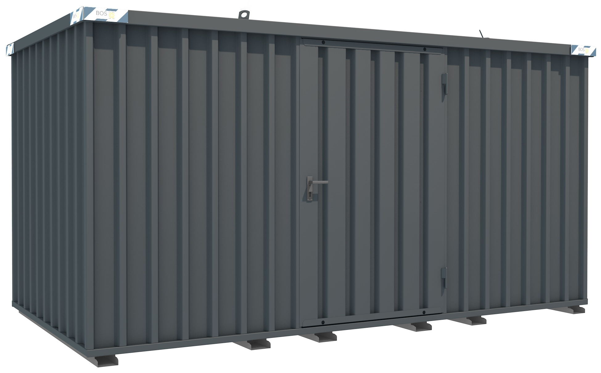 BOS Metallgerätehaus hawego PLUS 4100 x 2100 x 2100 mm anthrazitgrau - 1-flügelige Tür auf 4 m Seite Gartenhaus mit Tür 1150 x 1890 mm - pulverbeschichtet RAL 7016 - inkl. umfangreichem Zubehör (BOS-SC3000-4x2-LE-HP7016) Bild-01