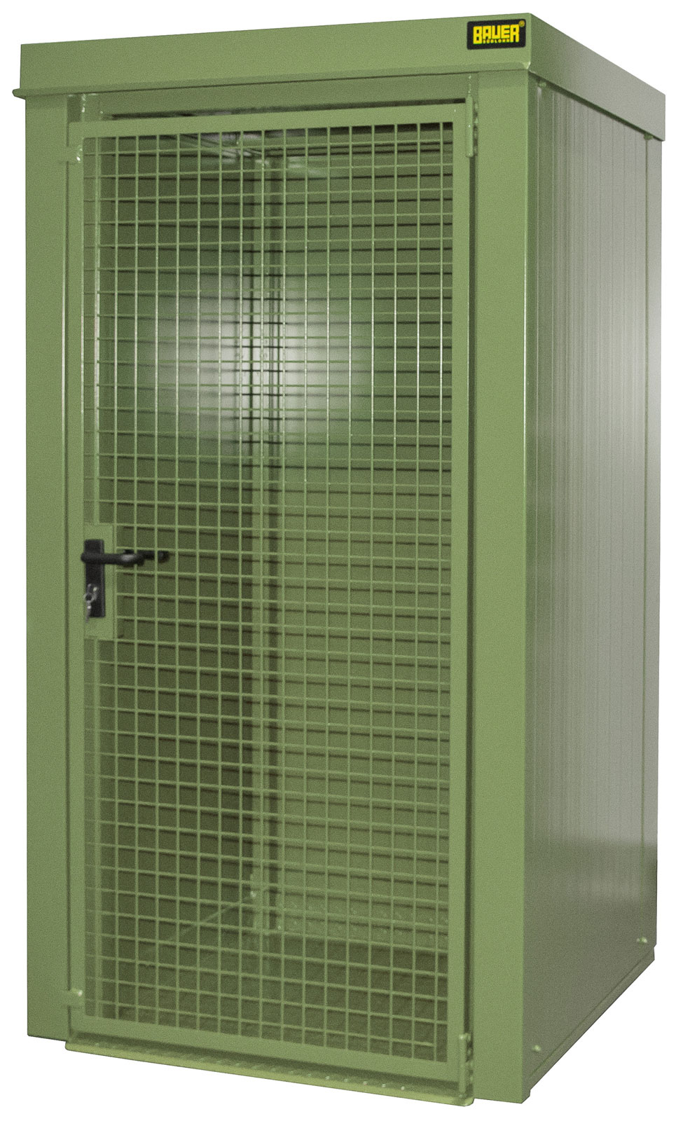 Bauer Gasflaschen-Container Stahl GFC-B M0 - RAL 6011 Gasflaschenlager resedagrün pulverbeschichtet mit Tränenblechboden und Doppelflügeltor - Stahlschrank für 12 Flasche Ø 230 mm (BA-4477-30-0000-4) Bild-01