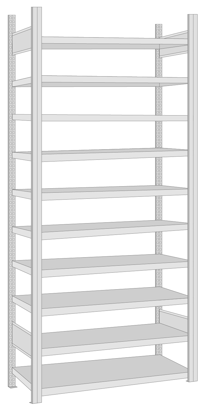 Regalwerk BERT Sichtlagerkastenregal Grundfeld 2000 x 875 x 400 mm  (RW-B3-80026-K) Bild-02