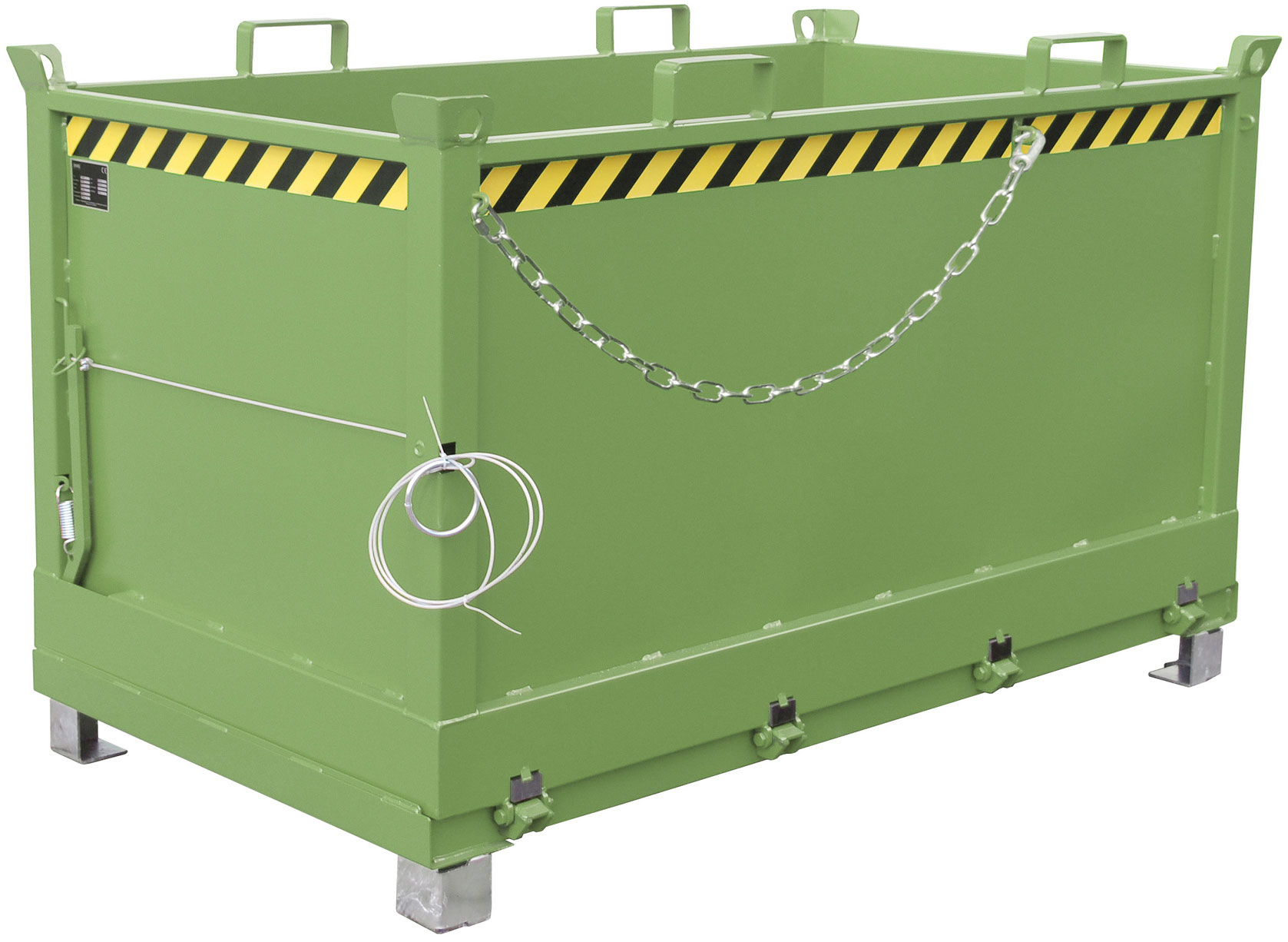 Bauer Klappbodenbehälter FB-1500 - RAL 6011 Transportbehälter 1500 Liter für Stapler - Container mit Klappboden resedagrün pulverbeschichtet (BA-4417-37-6000-4) Bild-01