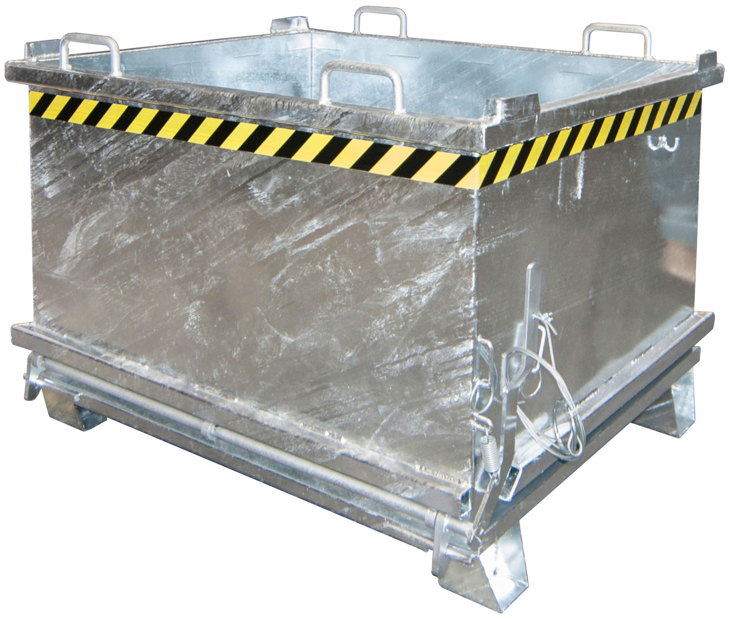Bauer Klappbodenbehälter SB-750 - verzinkt Transportbehälter 750 Liter für Stapler - Container mit Klappboden Stahl verzinkt (BA-4417-14-0000-7) Bild-01