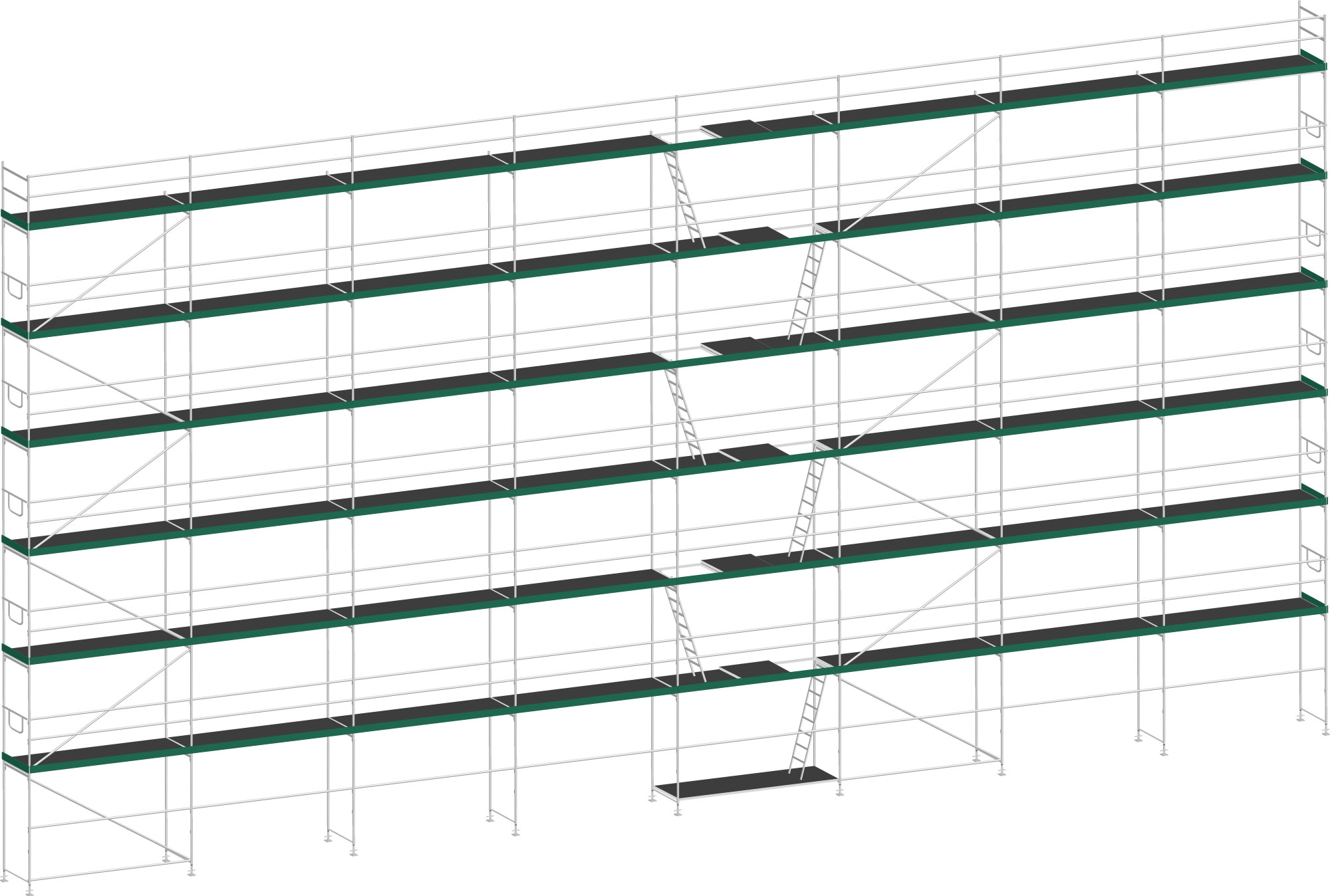 MJ Gerüst UNI 70 Stahl mit Holzboden 341 m² - 24,00 x 14,20 m