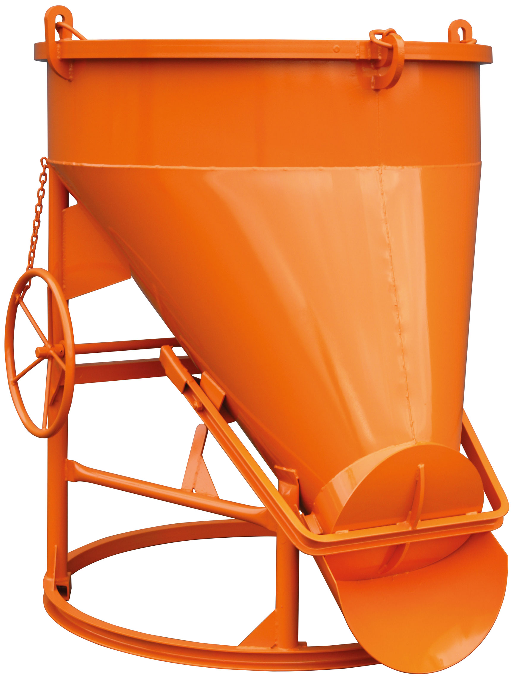 Eichinger Betonsilo 1021H|1 - 150 Liter Betonkübel rund mit Handrad und angeschweißter Kette - seitlicher Auslauf - Betonbombe runde Form (EI-10210101000000) Bild-01