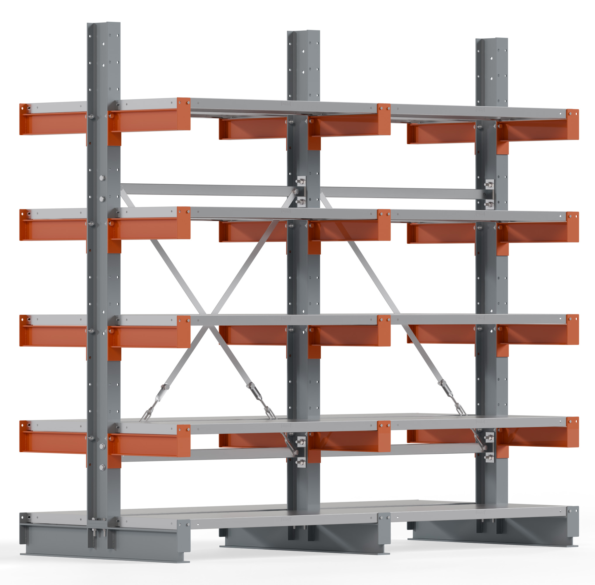 Regalwerk KARL BASIC 2600 Kragarmregal Stahlboden doppelseitig Komplettset 2000 x 2000 x 400 mm Lagerregal 2 Felder mit Kragarmlast 1100 kg | Ständerlast 2600 kg - 2x5 Ebenen mit Fachböden | Kragarme frei verstellbar (RW-B6-54110-40-S1) Bild-01