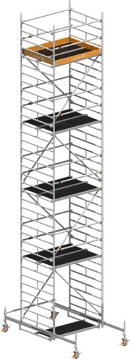 Fahrgerüst Layher Uni Kompakt P2 hawego 1415008 mit Telegeländer - Arbeitshöhe 10,38 m fahrbares Gerüst mit Diagonal-Optimierung - Fahrgerüst Sicherheitsaufbau P2 mit Fahrbalken (LS-1415008-H) Bild-01