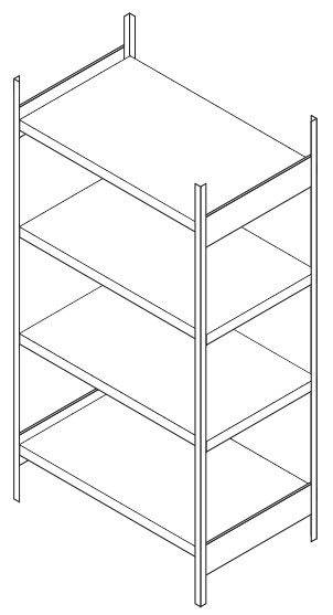 FLADAFI Lagerregal für Thermocontainer IC Pro | IC Pro Kombi - Grundregal Regal mit 4 Fachböden je 150 kg Traglast - Fachbodenregal für alle Container der Serie IC Pro | IC Pro Kombi (SB-F21195) Bild-01